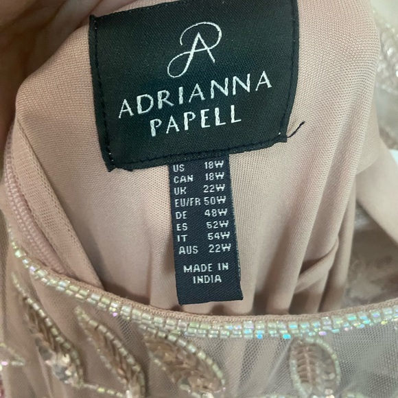 Adrianna Papell HAND BEADED SHORT SLEEVE FLORAL GODET GOWN IN BLUSH Size 18W - Picture 8 of 16